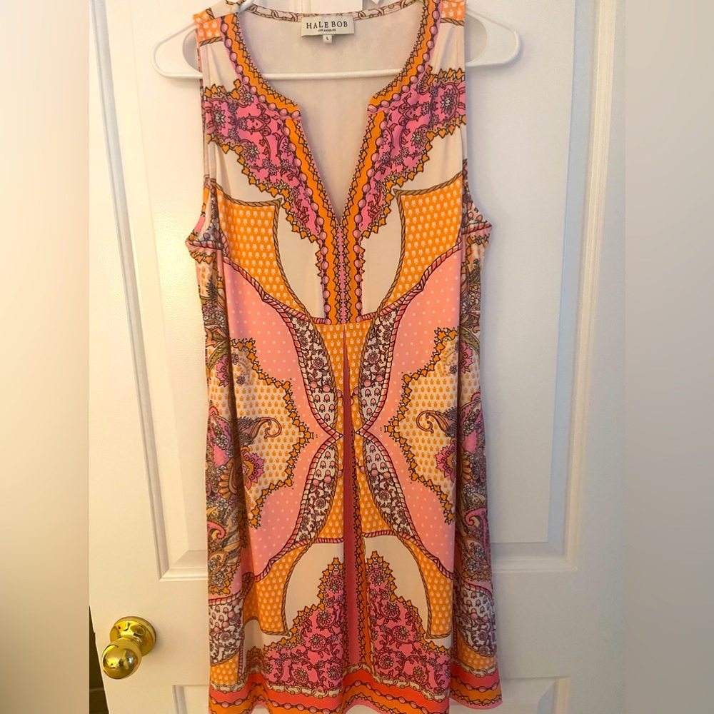 Hale Bob v neck sheath short sleeve dress